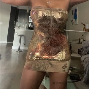 Beautiful gold sequin halter dress